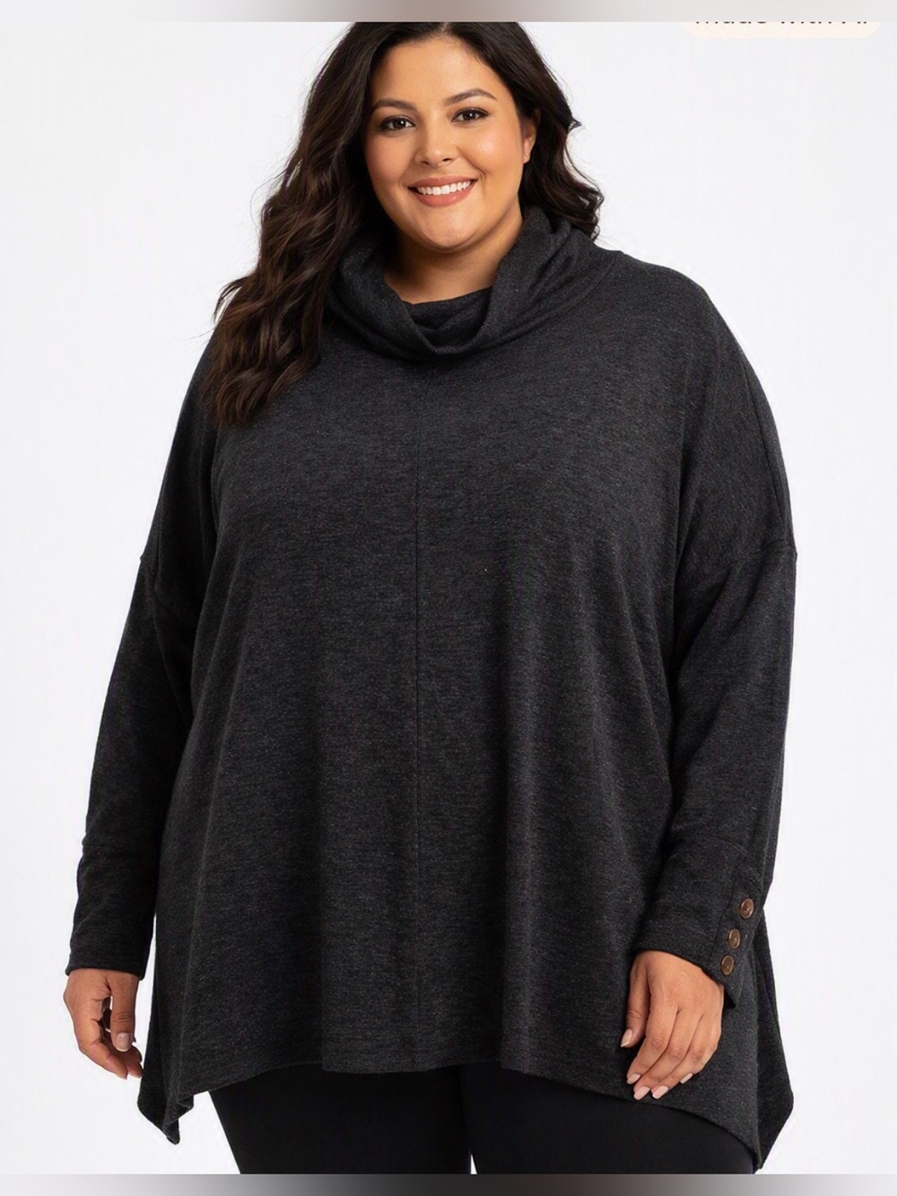 The Sweatshirt Project Women’s Cowl Neck Swester in Charcoal Sz 2X